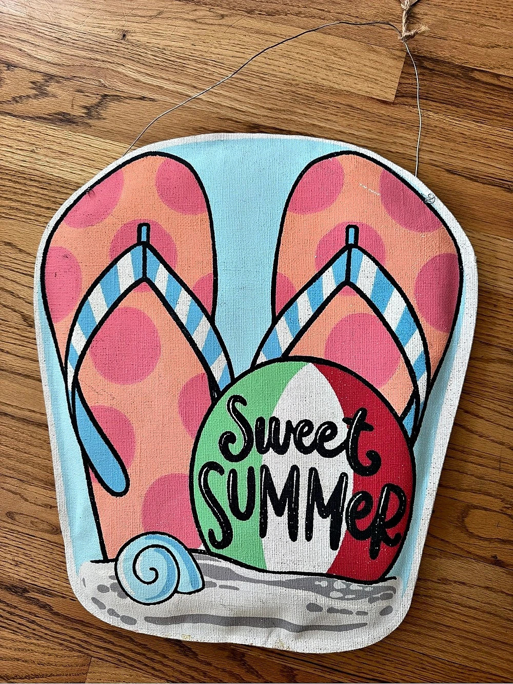 Sweet Summer Flip-Flop door hanger Blue & Pink NWT